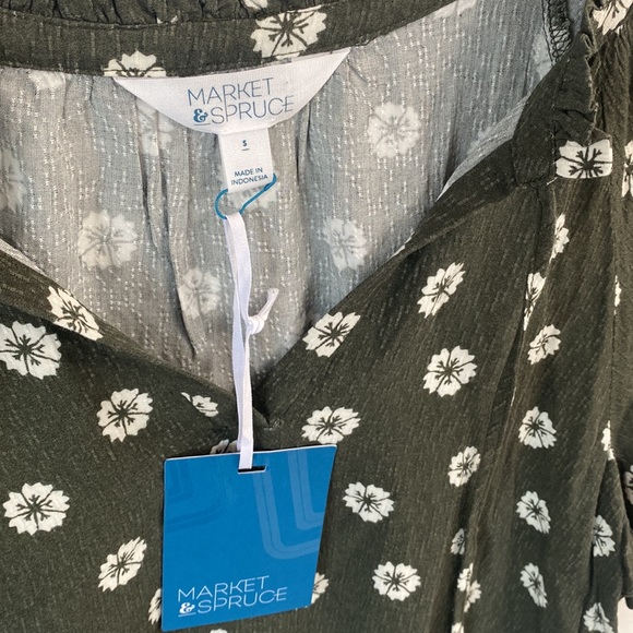 (A4c) Market Spruce Floral Flutter-sleeve top, Size S, NWT - Picture 7 of 9